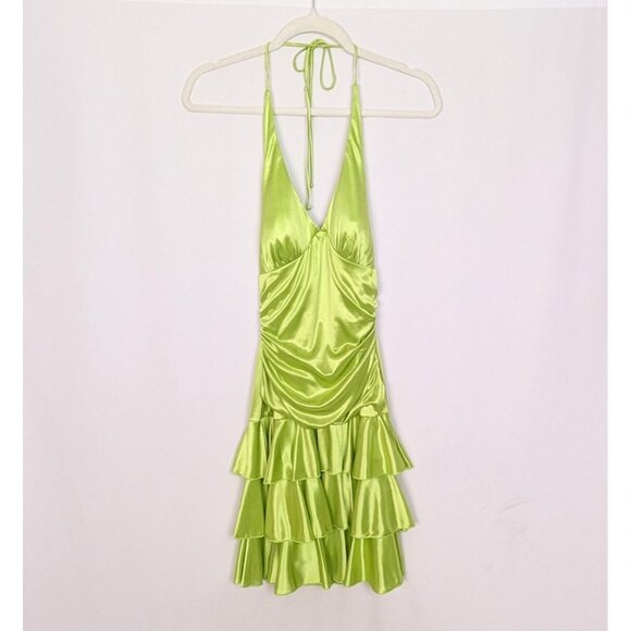 City Triangles Dresses & Skirts - Vintage Y2K 90s City Triangles M Halter Mini Dress Draped Layered Ruched Event